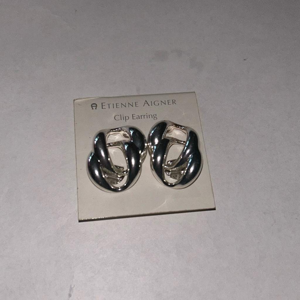 Etienne Aigner Clip On Silver Earrings. Brand New